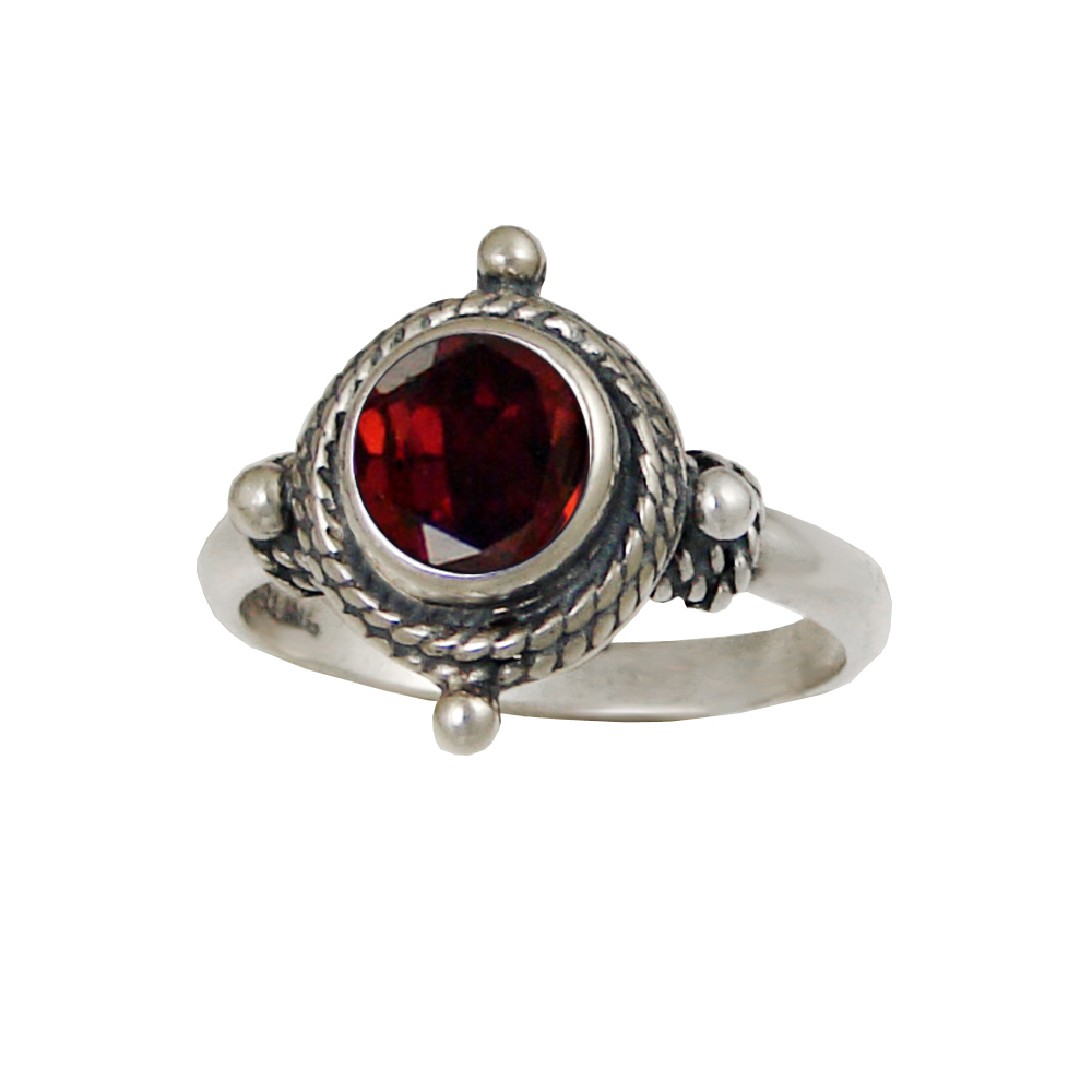 Sterling Silver Gemstone Ring With Garnet Size 8